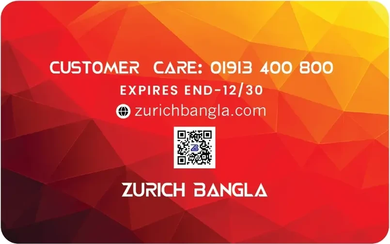 Zurich Bangla Prime Access Membership কার্ড — পেছনের দিক